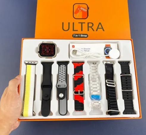 Ultra 7 IN 1 SmartWatch 2.1 Inch Full HD Screen Series 8 Wireless Charging 7 Straps Waterproof