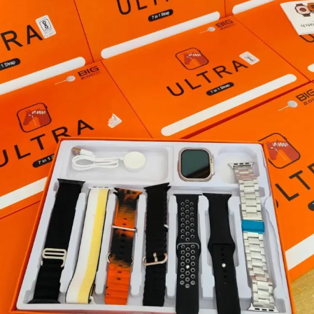 Ultra 7 IN 1 SmartWatch 2.1 Inch Full HD Screen Series 8 Wireless Charging 7 Straps Waterproof