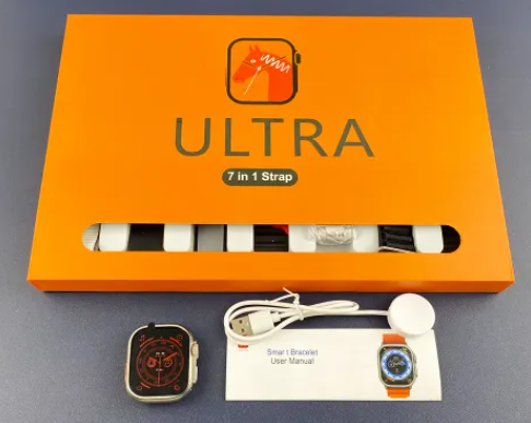 Ultra 7 IN 1 SmartWatch 2.1 Inch Full HD Screen Series 8 Wireless Charging 7 Straps Waterproof
